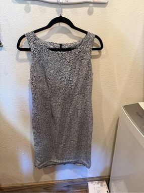 Sleeveless Black and White Mini Dress with Subtle Print